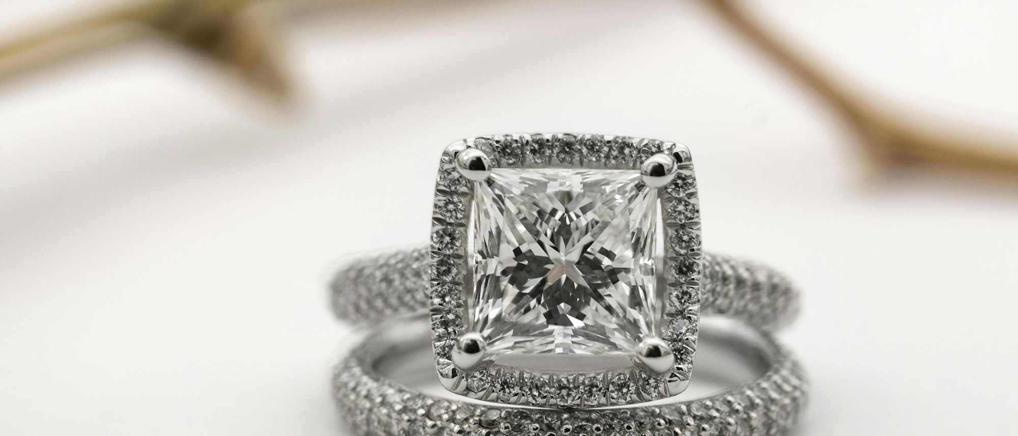 Gensiah platinum and diamond solitaire ring in soft Mauritian light